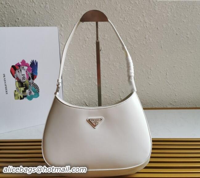 Big Discount Prada Cleo Brushed Leather Hobo Bag 1BC499 White 2024