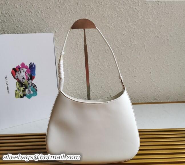 Big Discount Prada Cleo Brushed Leather Hobo Bag 1BC499 White 2024