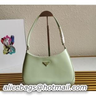 Famous Brand Prada Cleo Brushed Leather Hobo Bag 1BC499 Light Green 2024