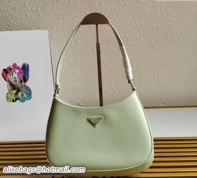 Famous Brand Prada Cleo Brushed Leather Hobo Bag 1BC499 Light Green 2024