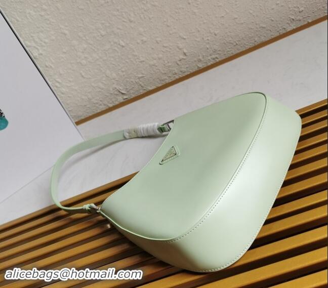 Famous Brand Prada Cleo Brushed Leather Hobo Bag 1BC499 Light Green 2024