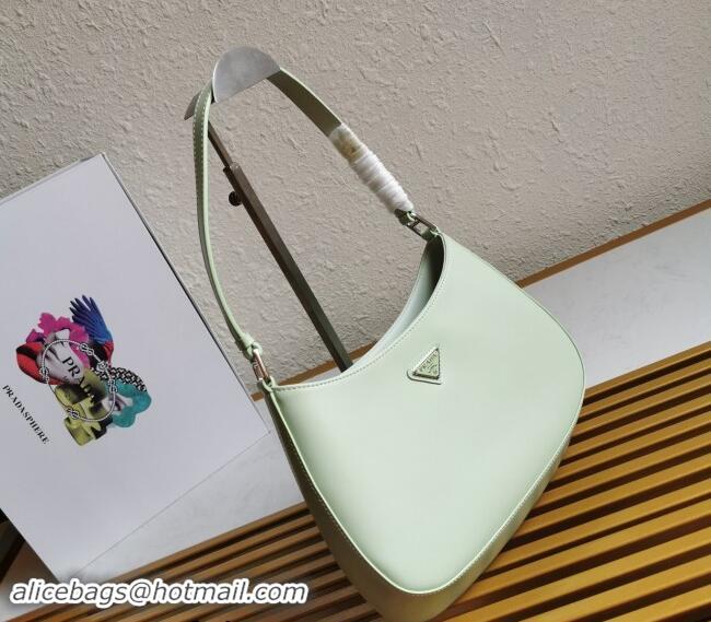 Famous Brand Prada Cleo Brushed Leather Hobo Bag 1BC499 Light Green 2024