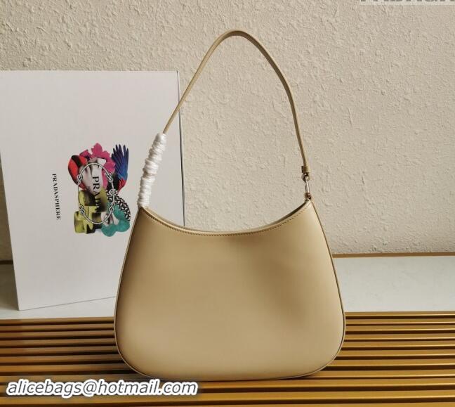 Good Product Prada Cleo Brushed Leather Hobo Bag 1BC499 Beige 2024