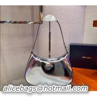 Pretty Style Prada Cleo Brushed Leather Hobo Bag 1BC499 Silver 2024