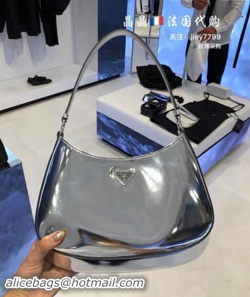 Pretty Style Prada Cleo Brushed Leather Hobo Bag 1BC499 Silver 2024