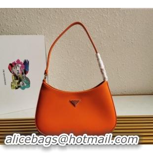 Luxury Cheap Prada Cleo Brushed Leather Hobo Bag 1BC499 Orange 2024