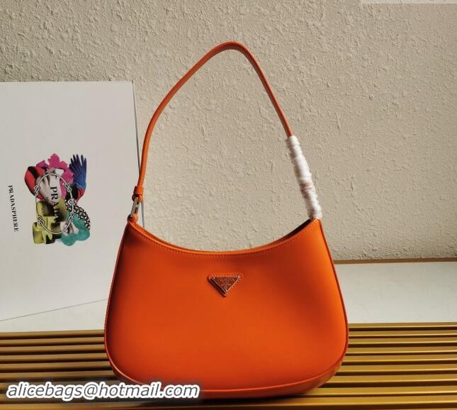 Luxury Cheap Prada Cleo Brushed Leather Hobo Bag 1BC499 Orange 2024