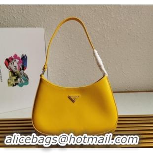 New Design Prada Cleo Brushed Leather Hobo Bag 1BC499 Yellow 2024