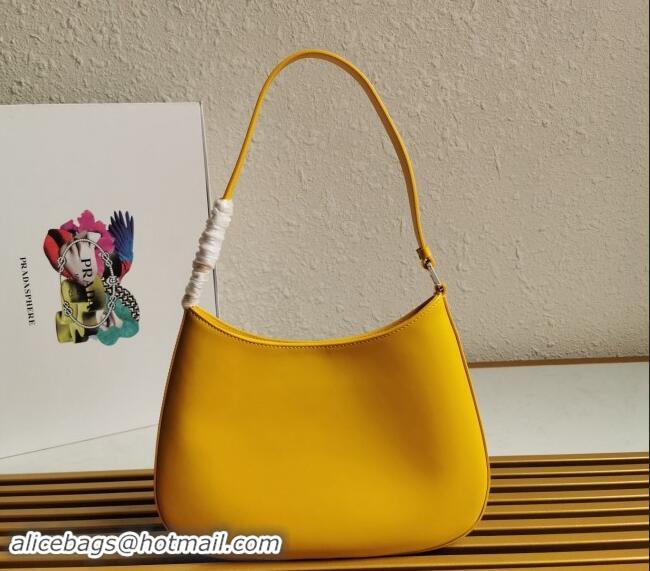 New Design Prada Cleo Brushed Leather Hobo Bag 1BC499 Yellow 2024