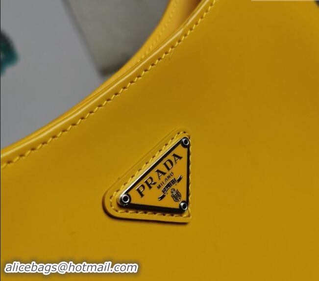 New Design Prada Cleo Brushed Leather Hobo Bag 1BC499 Yellow 2024