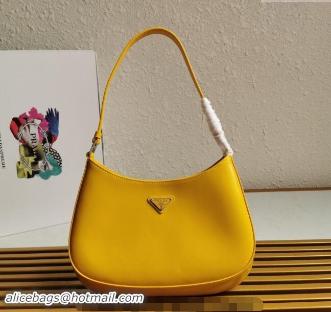 New Design Prada Cleo Brushed Leather Hobo Bag 1BC499 Yellow 2024