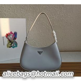 Top Grade Prada Cleo Brushed Leather Hobo Bag 1BC499 Light Grey 2024