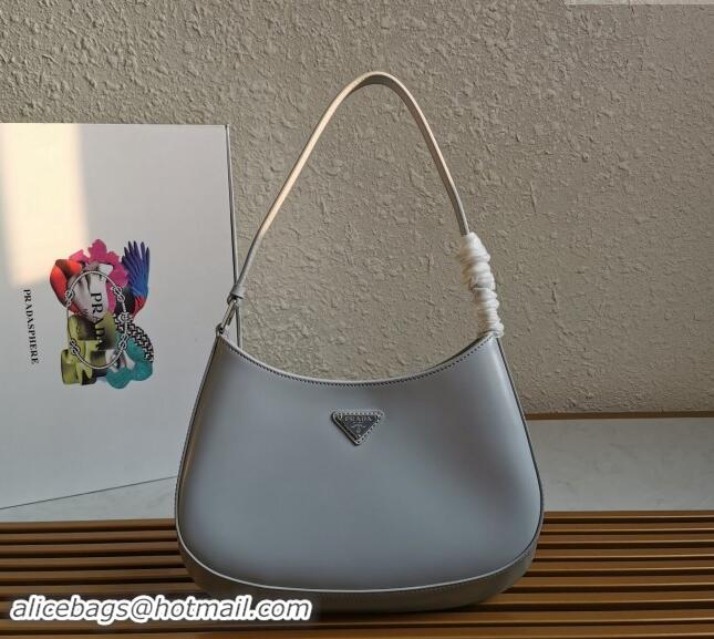 Top Grade Prada Cleo Brushed Leather Hobo Bag 1BC499 Light Grey 2024