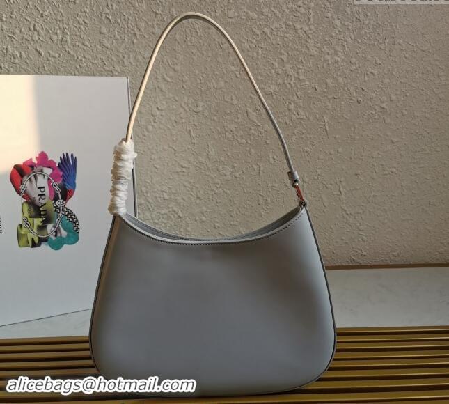 Top Grade Prada Cleo Brushed Leather Hobo Bag 1BC499 Light Grey 2024