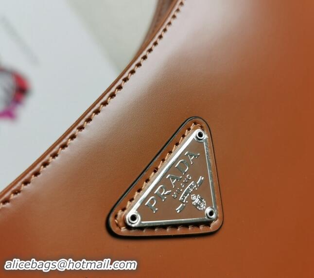 Buy Inexpensive Prada Cleo Brushed Leather Hobo Bag 1BC499 Brown 2024