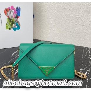 Pretty Style Prada Saffiano Leather Shoulder Bag 1BD318 Green 2024