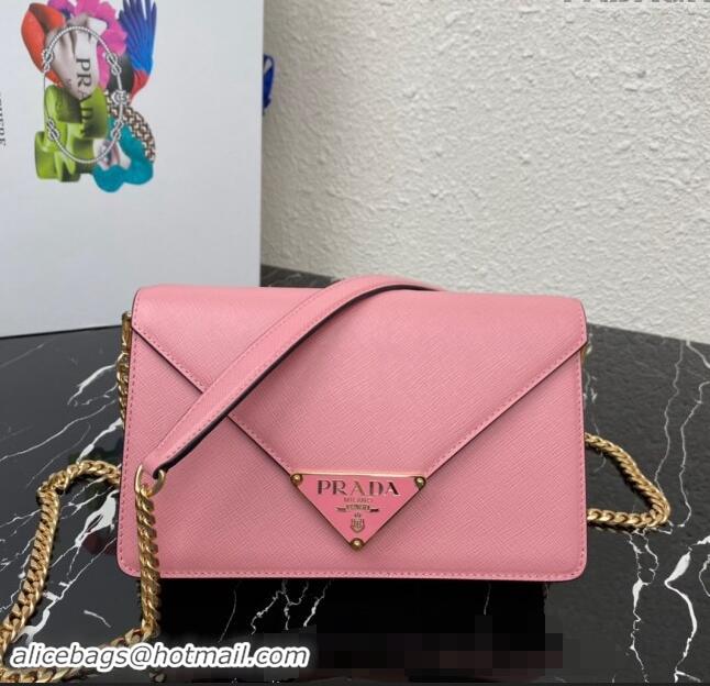 Pretty Style Prada Saffiano Leather Shoulder Bag 1BD318 Pink 2024