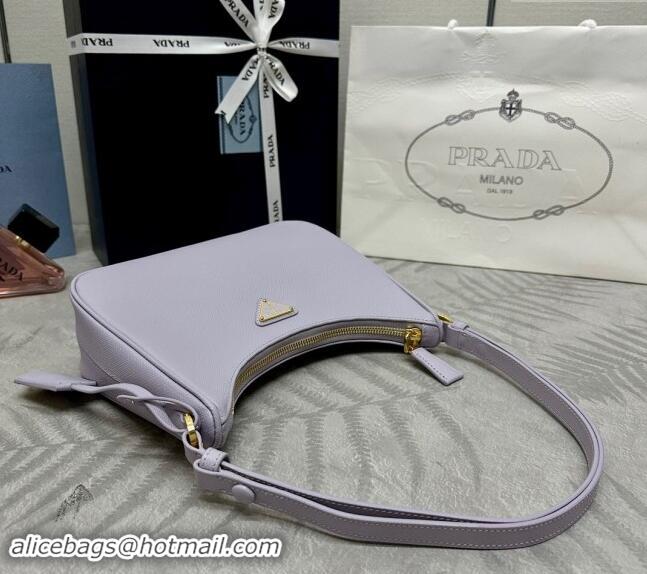 Top Quality Prada Re-Edition Saffiano leather mini bag 1BC204 Light Purple 2024