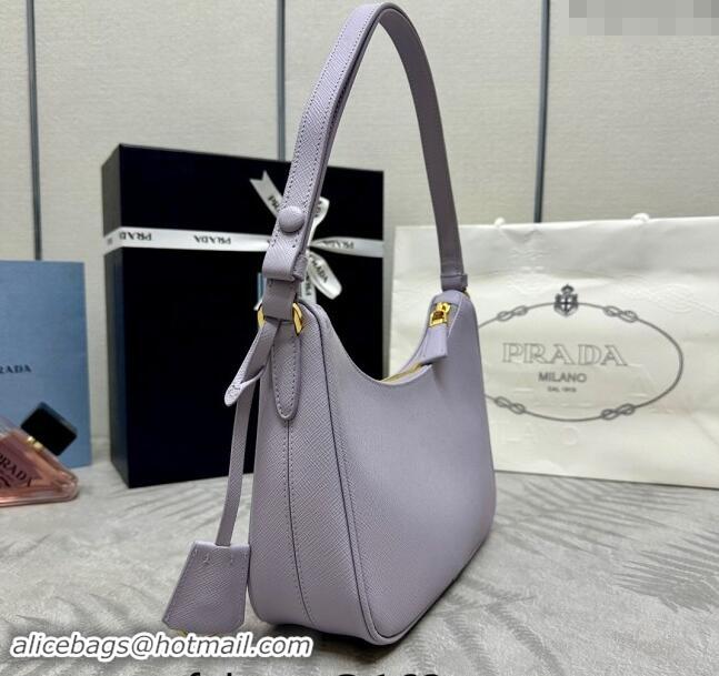 Top Quality Prada Re-Edition Saffiano leather mini bag 1BC204 Light Purple 2024