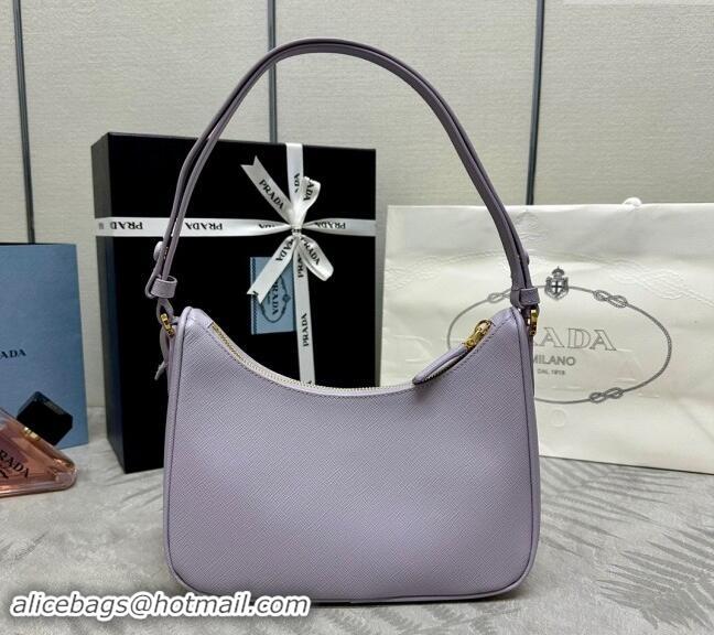 Top Quality Prada Re-Edition Saffiano leather mini bag 1BC204 Light Purple 2024