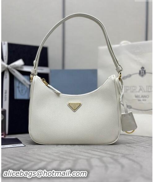 Low Cost Prada Re-Edition Saffiano leather mini bag 1BC204 White 2024