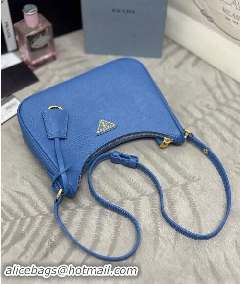 Most Popular Prada Re-Edition Saffiano leather mini bag 1BC204 Blue 2024