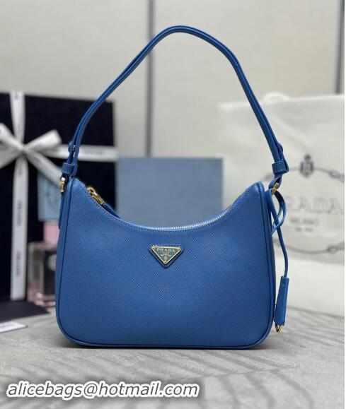 Most Popular Prada Re-Edition Saffiano leather mini bag 1BC204 Blue 2024