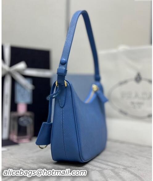 Most Popular Prada Re-Edition Saffiano leather mini bag 1BC204 Blue 2024