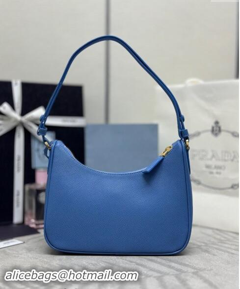 Most Popular Prada Re-Edition Saffiano leather mini bag 1BC204 Blue 2024