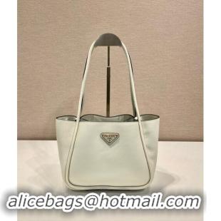 Top Design Prada Grained Leather Tote bag 1BG539 White 2024