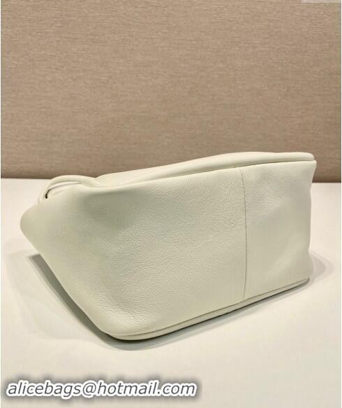 Top Design Prada Grained Leather Tote bag 1BG539 White 2024