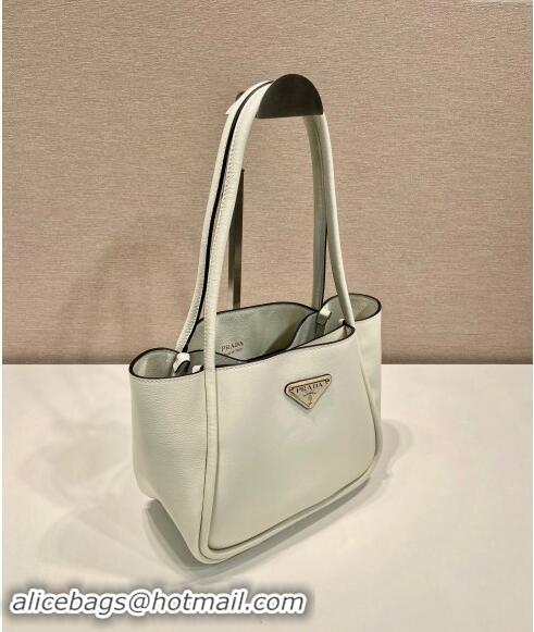 Top Design Prada Grained Leather Tote bag 1BG539 White 2024