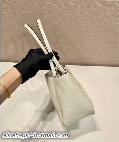 Top Design Prada Grained Leather Tote bag 1BG539 White 2024