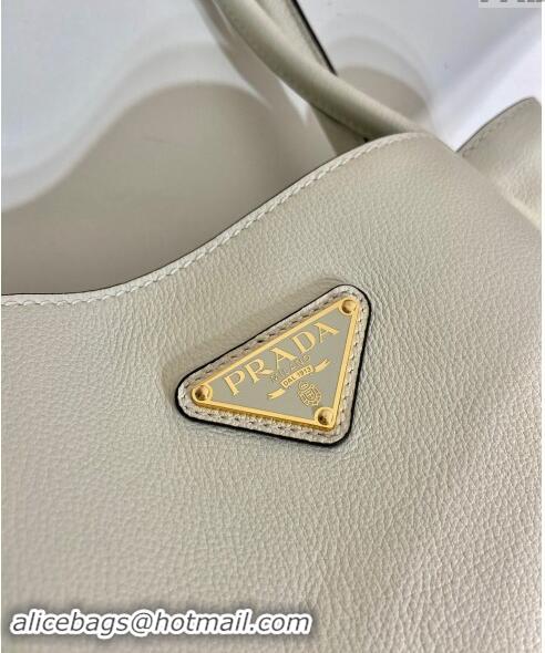 Top Design Prada Grained Leather Tote bag 1BG539 White 2024