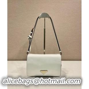 Buy Cheapest Prada Shiny Leather Shoulder bag 1BD082 White 2024