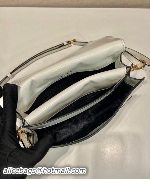 Buy Cheapest Prada Shiny Leather Shoulder bag 1BD082 White 2024