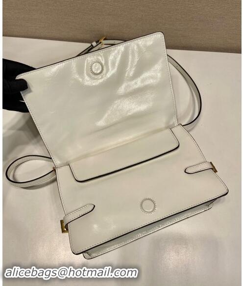 Buy Cheapest Prada Shiny Leather Shoulder bag 1BD082 White 2024