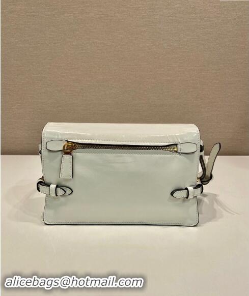 Buy Cheapest Prada Shiny Leather Shoulder bag 1BD082 White 2024