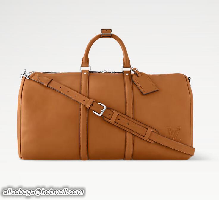 Best Quality Louis Vuitton Millesime Calf Leather Keepall Bandouliere 50 M21346 Tan