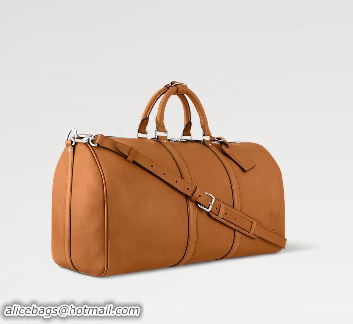 Best Quality Louis Vuitton Millesime Calf Leather Keepall Bandouliere 50 M21346 Tan