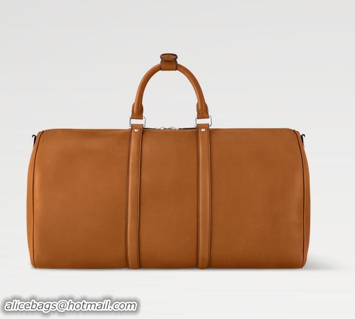 Best Quality Louis Vuitton Millesime Calf Leather Keepall Bandouliere 50 M21346 Tan