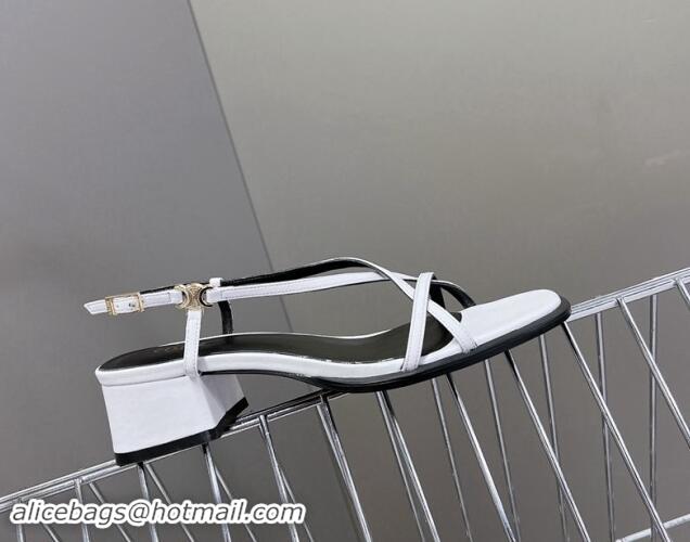 Stylish Celine Soir Criss Cros Triomphe Heel Sandals 4cm in Calfskin White 813041