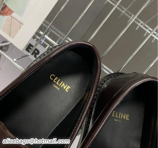 Unique Style Celine Margaret Loafers 3.5cm with Fringe and Triomphe Chain in Polished Calfskin Brown 903053