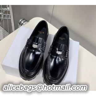 Popular Style Celine Loafers 3.5cm with Triomphe metal in Polished Calfskin Black 903059