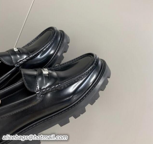 Popular Style Celine Loafers 3.5cm with Triomphe metal in Polished Calfskin Black 903059