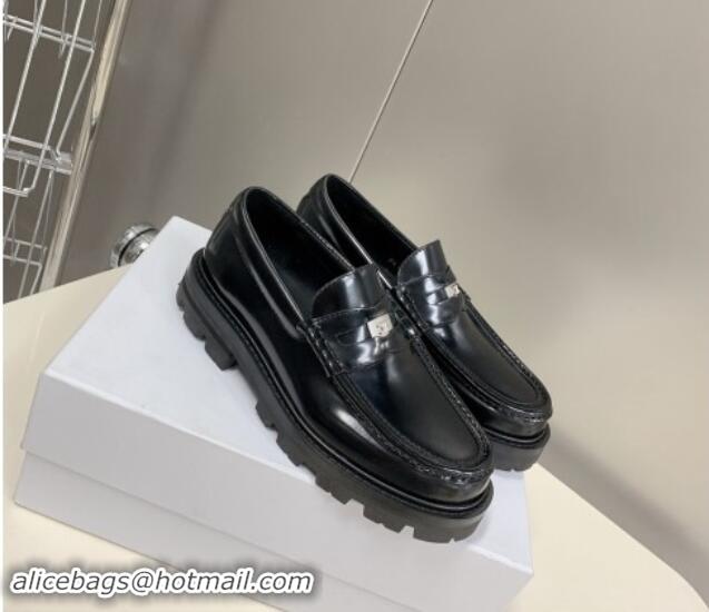 Popular Style Celine Loafers 3.5cm with Triomphe metal in Polished Calfskin Black 903059