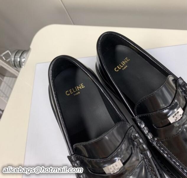 Popular Style Celine Loafers 3.5cm with Triomphe metal in Polished Calfskin Black 903059