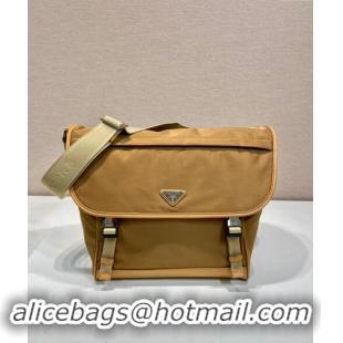 Buy New Cheap Prada Re-Nylon and leather shoulder bag 2VD052 Cork Beige 2024