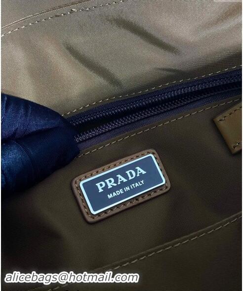 Buy New Cheap Prada Re-Nylon and leather shoulder bag 2VD052 Cork Beige 2024