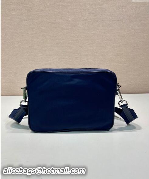 Buy Inexpensive Prada Re-Nylon and Saffiano Leather Shoulder Bag 2VH133 Dark Blue 2024